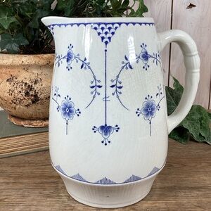 Large Antique Furnivals Denmark 64 oz 8” Pitcher